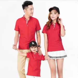 Custom logo print Design 190g High Quality Polo shirt family dress Couple Dress parent-child