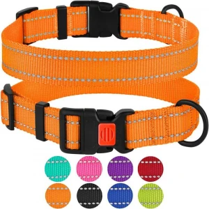 Reflective dog collar with buckle adjustable safety nylon collar dog collar small medium large pink black red blue purple green orange