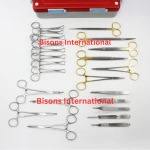 Equine Veterinary Surgical Instrument Kit with Scissors, Forceps & Sterilization Container | Stainless Steel