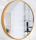 round Black Gold Rose Glod Brushed Aluminum Alloy Metal Frame Circle Mirror, Modern Wall-Mounted Mirror Wall