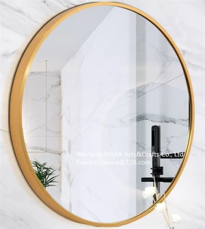 round Black Gold Rose Glod Brushed Aluminum Alloy Metal Frame Circle Mirror, Modern Wall-Mounted Mirror Wall