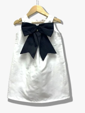 Bow Dress For Girls Black And White Color Dress And Beautiful Bow Attach Sleeveless Dress For Girls