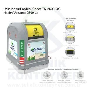 Buy 2500l Overground Waste Container from TEKNİK KONTEYNER, Republic of ...