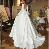 100 Dollar Long Sleeves  Wedding Dress  Deep V Neck  White Lace Wedding Dress