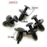 100PCS 6MM Black Car Bumper Interior Trim Door Panels Screw Universal Clip Fastener Auto Spare Parts
