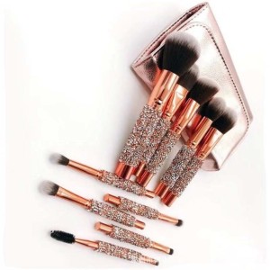 10PCS Synthetic Hair Cosmetic Brush Set with PU Bag