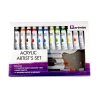12 Colors 12ml Professional Acrylic Paint Tube with 4 pcs Brushes and 1 Plastic Palette