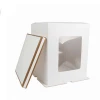 12 inch square white paper big tall wedding cake box with clear window