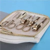 12 PCS  Deluxe Golden Stainless Steel Manicure Pedicure Set Nail Clippers Set/Grooming Kit/ Nail Tools, White PU Leather Case