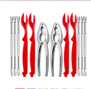 12 Pcs Forks Crackers Seafood Shellfish Lobster And Crab Nutcracker Pliers Tools Set Kitchen Picnic Free Cutlery Sets
