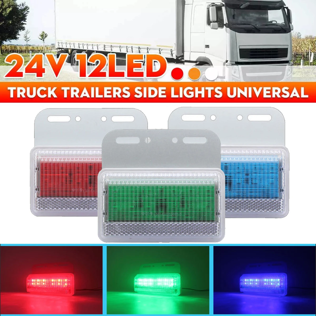 12V 24V Red White Amber LED semi truck lights trailer truck lighting systems waterproof and dustproof led side marker light