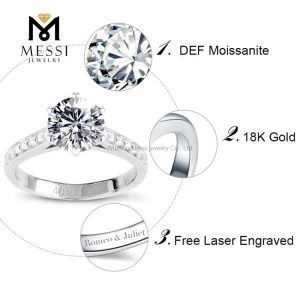 14K 18K white gold moissanite diamond engagement wedding ring