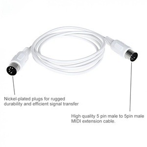 1.5m/4.9ft MIDI Extension Cable 5 pin male to 5 pin male Electric Piano Keyboard Instrument PC Cable MIDI cable