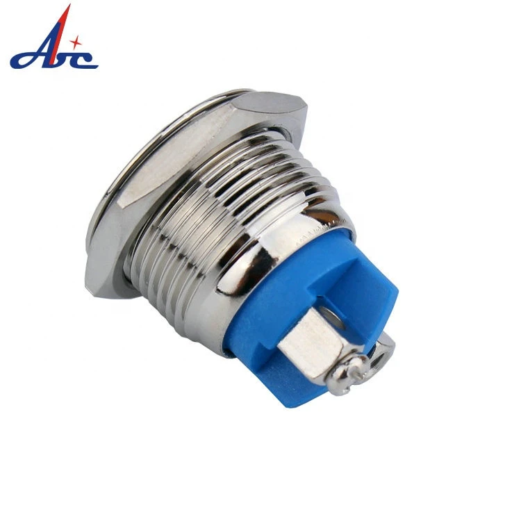 1NO 3A/36VDC High Round Cap Flush Screw Terminals 16mm 5/8&quot; Metal Momentary Push Button Switch