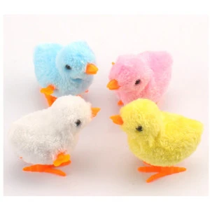 1PCS New Style Funny Wind Up  Cute Plush Chicken Clockwork Jumping Walking Toys Random Color Educational Easter party Toys Gifts