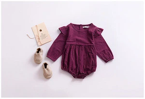 2017 new design burgundy 1 year old baby clothes rompers