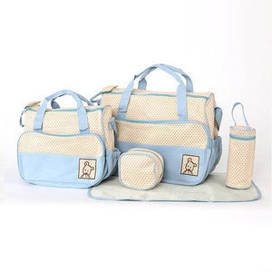 2018 low MOQ factory price hot selling 5 set diaper bag tote bag for outdoor