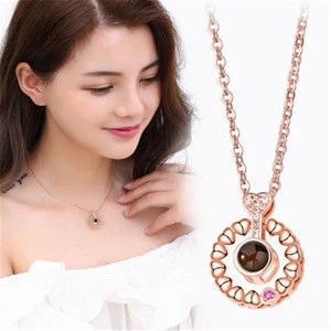 2019 Newest 100 Languages I LOVE YOU Memory Of Heart Necklace Set Jewelry 12designs