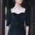 Import 2019 Pear&Hibiscus Latest Designer Party prom Women High Quality Black Square Collar Half Sleeve Velvet Prom Dress 2019 from China