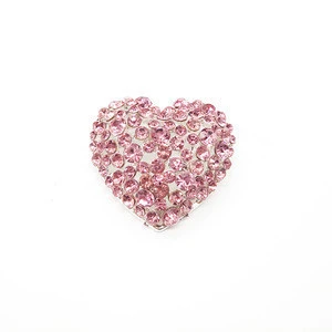 2019 Wholesale Silver Plated Pink Crystal Heart Shape Rhinestone  Valentines Day Brooch Bridal Wedding Brooch
