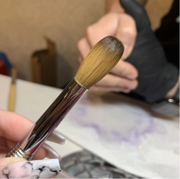2020 EVAL crimped acrylic nail brush acrylic pure kolinsky brush 12