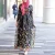 Import 2020 fashion islamic dress 2 colors flower lace long sleeve beauti floral print abaya flower embroidery dress from China