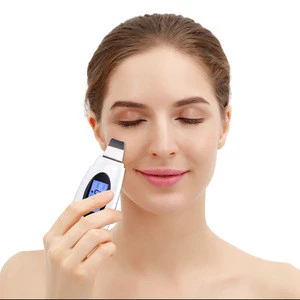 2020 New Arrival Facial Exfoliator Ultrasonic Cleansing Skin Scrub Device EMS Ion Waterproof Portable Wireless Face Scrubber