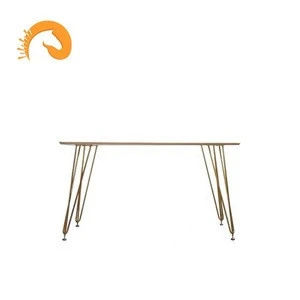 2020 New Design Elegant Factory price Wooden top hairpin legs dining tables with metal legs