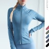 2020 New Europe and the United States Small High Collar Zipper Long Sleeve Yoga Suit Technology Sense Chest Line Tight