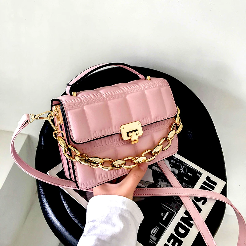 2021 fashion trendy women purses and handbags with vegetarianism embroidery thick chains luxury ladies crossbody shoulder bag