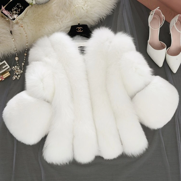 2021 new arrival winter coats luxury fake fox fur coat jacket long hooded women faux fur coat