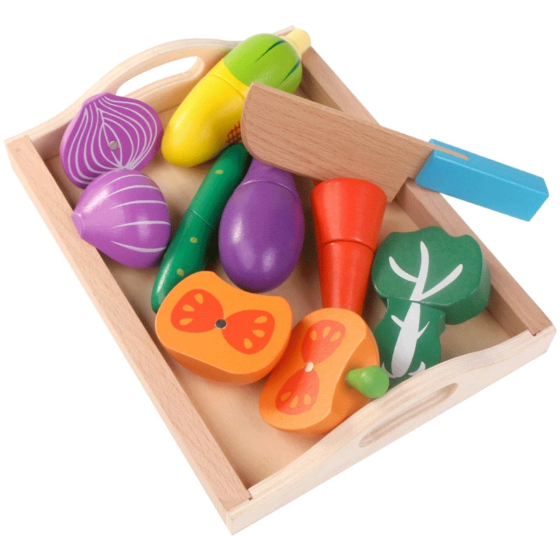 2021 new product Amazon hot sale Educational Wooden kitchen toys kitchen toy cutting vegetables fruit food toys