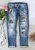 Import 2024 Latest Design Custom Design slim fit Flower ripped jeans women girls streetwear straight jeans from China