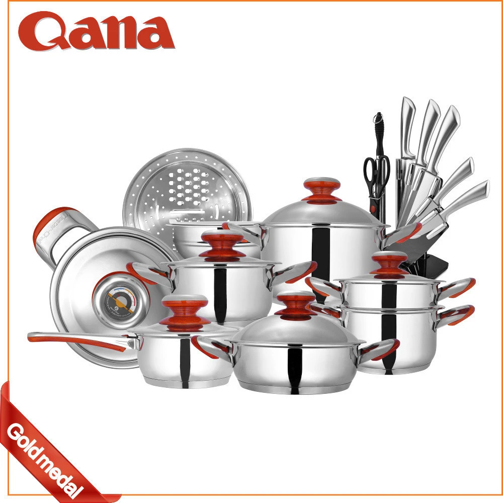 24 pcs thermometer stainless steel cookware set