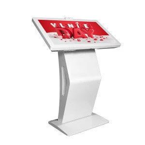 32 inch Floor Standing Touch Screen Kiosk I3 / I5 / I7 LCD With K Shape Metal Stand Indoor Advertising Machine