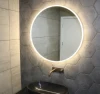 32" Round Back Lit LED Lighted Bathroom Wall Mirror Circular Acrylic Edge