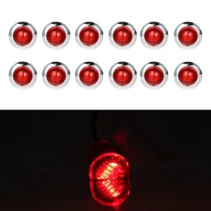 3/4 Inch Mini Round 3 SMD Clearance 24V 12V Truck Side Marker LED Lamp Grommet Mount .180 Bullet Connectors IP 67 Waterproof