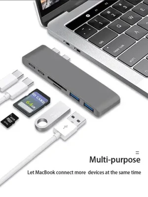 3D 6 in 1 USB C HUB Type C to HDTV-compatible USB 3.0 Adapter HUB Dock for MacBook Pro Air Notebook USB C Splitter