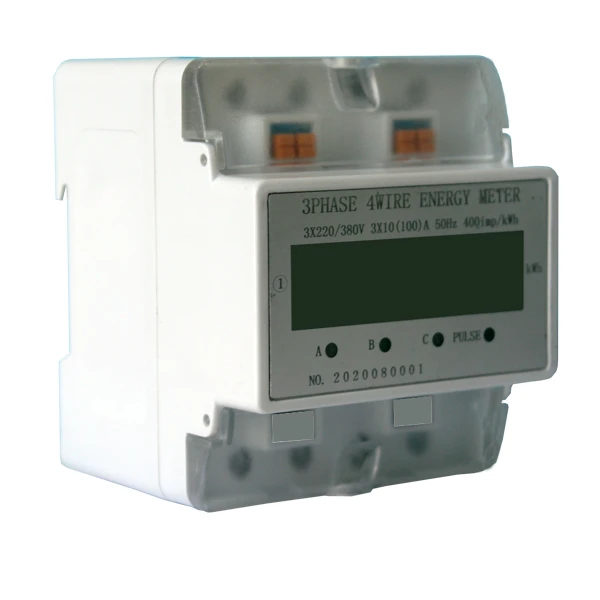 3Phase 4Wire digital din rail electric electric energy meter with LCD display