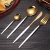 Import 4 piece stainless steel knife, fork and spoon set, gold-plated tableware steak knife from China