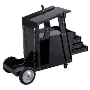 4 Shelf  Welder Cart Welding Trolley  Heavy Duty Sturdy Spacious Twin Holders 360 Swivel Front Caster Solid