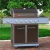 5 Burners Char Broil Barbecue Grill Propane Gas BBQ with Side Burner Trolly Cabinet Cart for Backyard Outdoor Kitchen Cooking