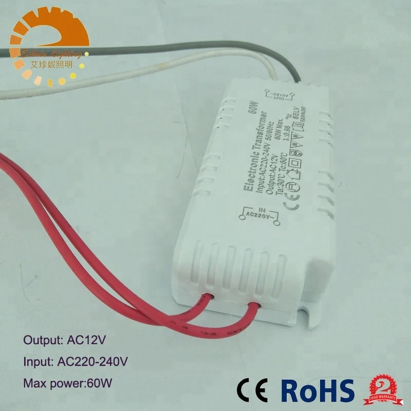 60W Electronic Transformer Dimmable AC220V-240V Led Light Lamp Bulb Driver Power Supply Voltage Converter