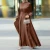 Import 6151 Womens new Muslim style round neck lantern long sleeve strap waist slimming fashion elegant robe loose dress from China