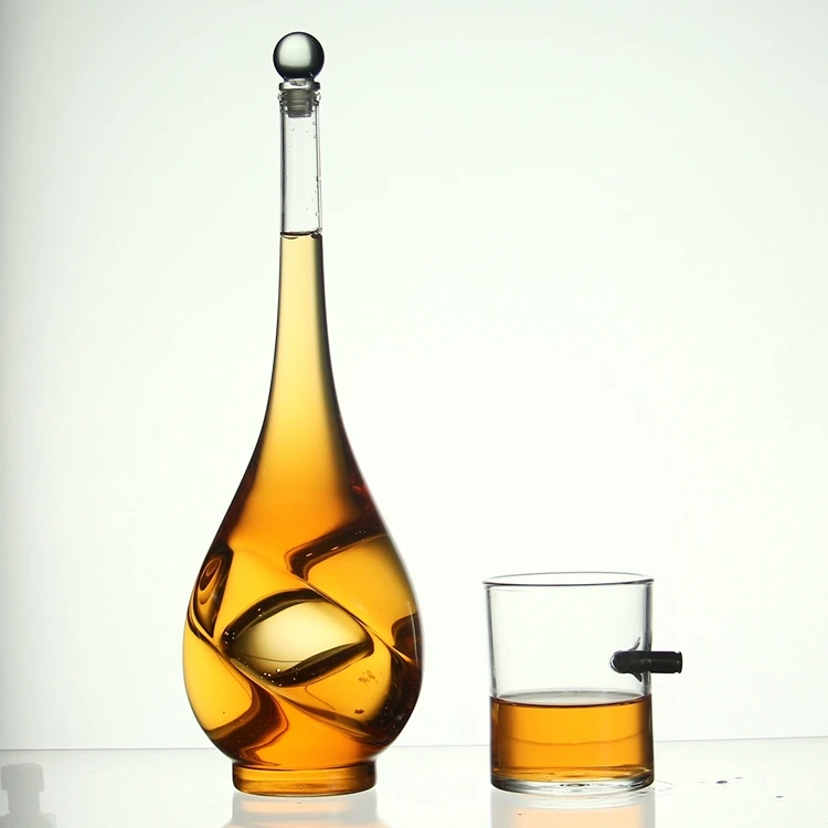 750ML High Borosilicate Lead Free Transparent Whisky or Brandy Glass Decanter Bottle