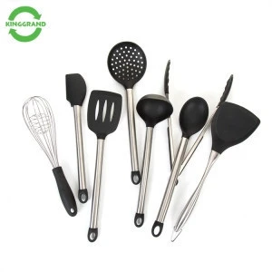 8 piece bpa free stainless steel silicone kitchen utensil sets reusable