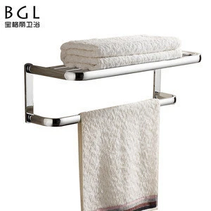 81320 Hot Selling Modern Style Brass Chrome Wall Bathroom Towel Shelf Bathroom Towel Rack