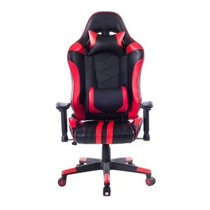 8195 PU Leather Gamer Adjustable Backrest Red Swivel Chair with Caster