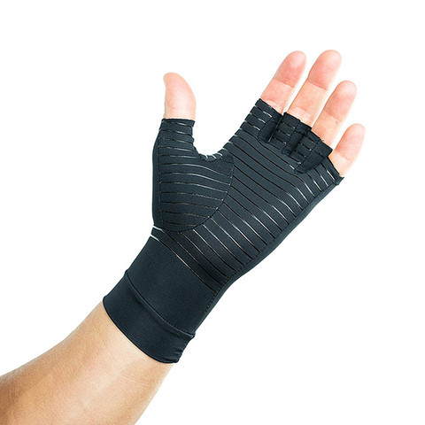 88% Copper Fiber Professional Sport Compression Men Half Finger Arthritis Copper Gloves