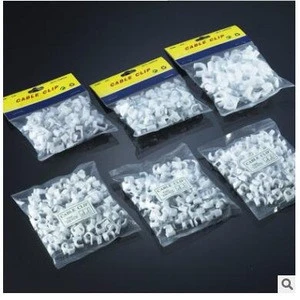 8mm plastic grey circle cable clips with different size of steel steels ,100pcs/bag